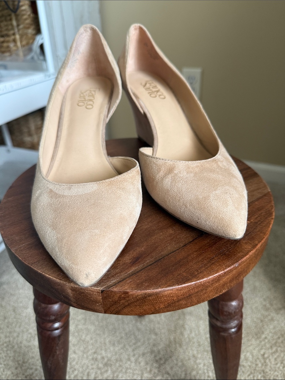 Franco Sarto Blush Suede Pointed-Toe Pumps